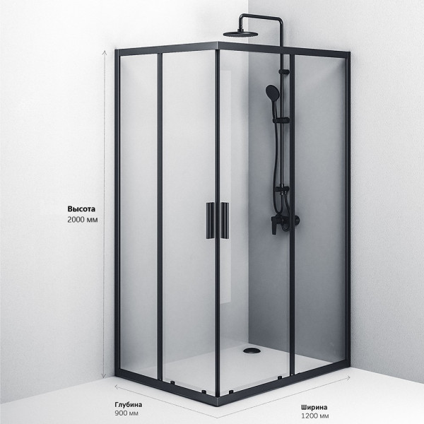 Душевой уголок AM.PM Gem S 90x120x200 стекло прозрачное, профиль черный матовый (W93G-404-120290-BT)