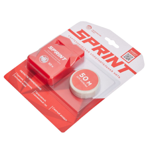 Нить уплотнительная Sprint 50 м. бокс+50 м. катушка блистер Сантехмастергель (4630009040613)