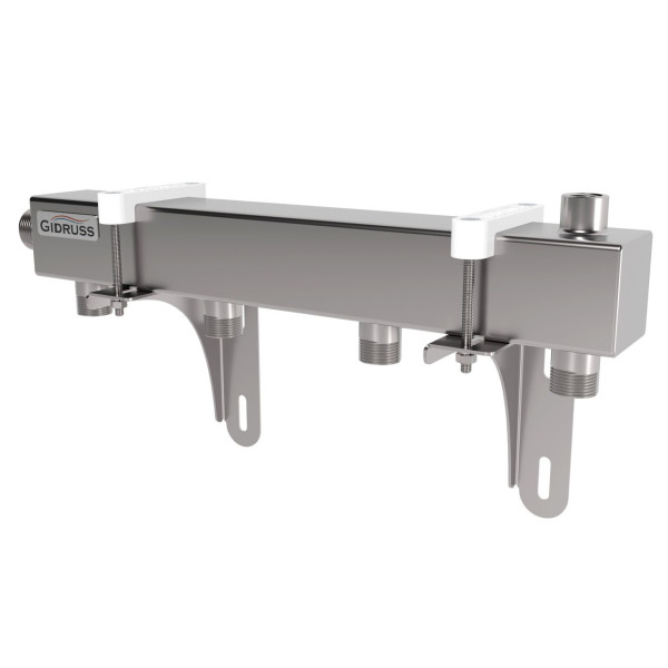 Коллектор распределительный Gidruss DMSS-25-20x4 (магистральное подкл. G 1", 4 контура G 3/4", воздухоотвод. Rp 1/2", нерж ст.) (1G 00324 17) Коллектор распределительный Gidruss DMSS-25-20x4 (магистральное подкл. G 1", 4 контура G 3/4", воздухоотвод. Rp 1/2", нерж ст.) (1G 00324 17)