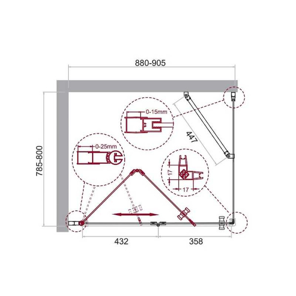 Душевой уголок BelBagno Albano 90x80 стекло прозрачное, профиль хром (ALBANO-ASH-1-90/80-C-Cr)