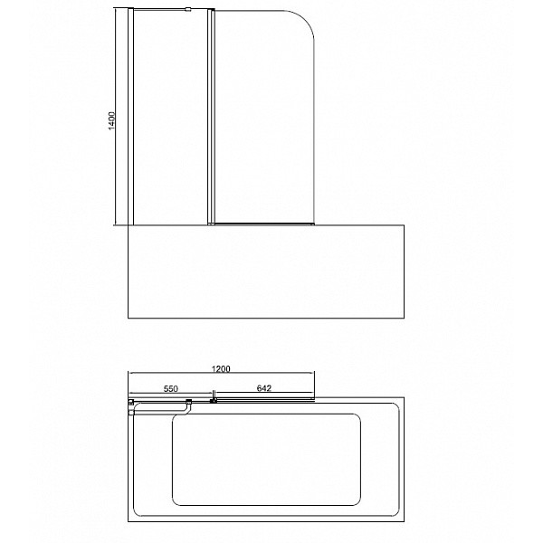 Шторка душевая на ванну BandHours EKO 120 120х140 стекло прозрачное, профиль хром