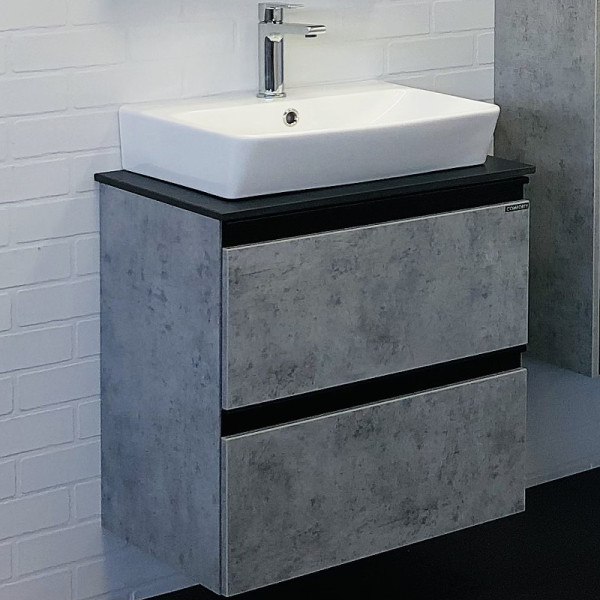 Тумба подвесная с раковиной Comforty Эдинбург 600x400x75 дуб светлый/черный (00-00005700)