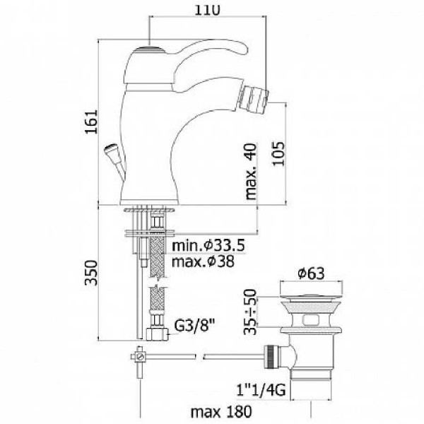 Смеситель для биде Paffoni Flavia бронзовый (FA135BR)