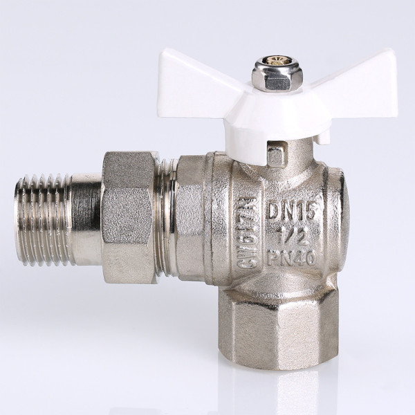 Кран угловой 1/2" шаровый со сгоном Valtec Base (белая бабочка) VT.228.NW.04