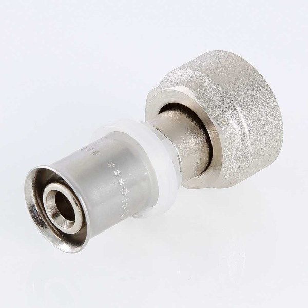 Соединение прямое 16*3/4"(18) евроконус с накидной гайкой Valtec (пресс, никель) (VTc.712.NE.1605)