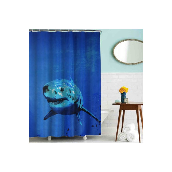 Шторка для ванны текстильная Melodia 180х200 см Акула (MZ-44)
