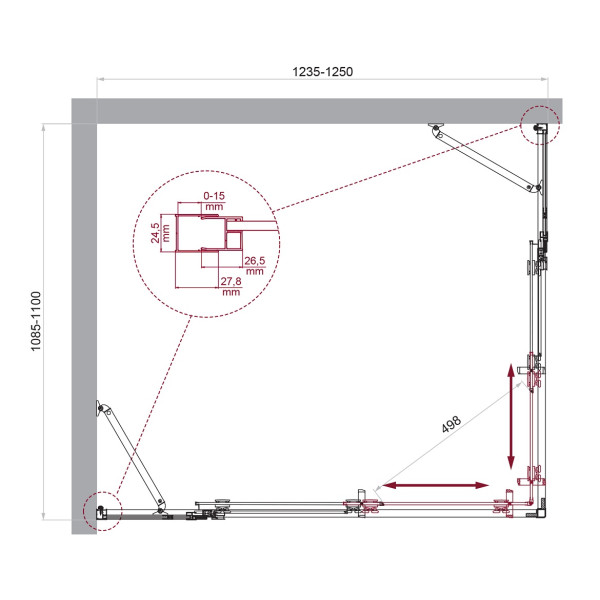 Душевой уголок BelBagno Luce 125x110x195 стекло прозрачное, профиль хром (LUCE-AH-22-125/110-C-Cr)