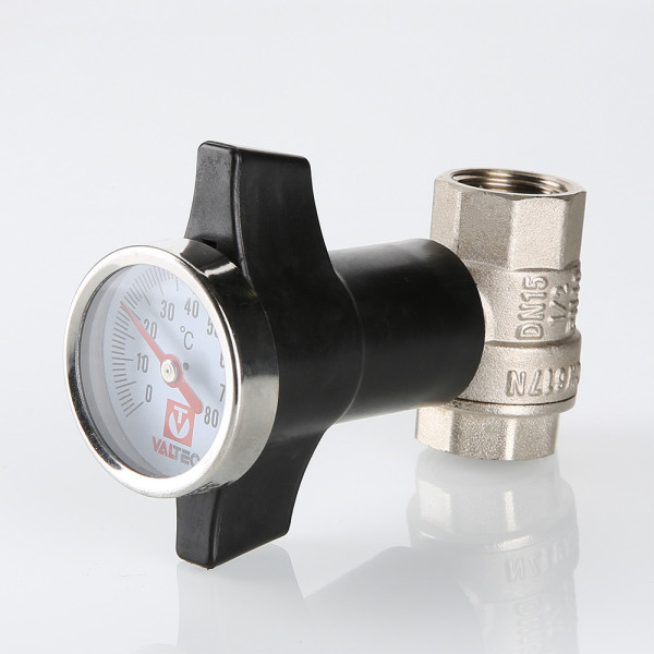 Кран 1/2" ВВ шаровый c термометром Valtec VT.808.N.04 Кран 1/2" ВВ шаровый c термометром Valtec VT.808.N.04