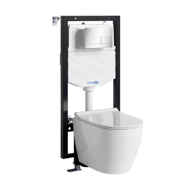 Комплект инсталляция с унитазом WasserKRAFT Vils с клавишей смыва хром c сиденьем дюропласт (56TLT.010.ME.CH04.H002)