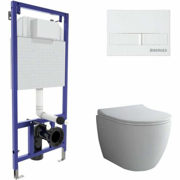 Комплект инсталляция с унитазом Berges NOVUM, кнопка L1, унитаз OKUS, сидение дюропласт Toma Slim SO (043263) Комплект инсталляция с унитазом Berges NOVUM, кнопка L1, унитаз OKUS, сидение дюропласт Toma Slim SO (043263)