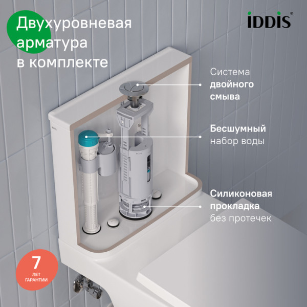 Унитаз-компакт безободковый с системой смыва Торнадо Zodiac Iddis (ZODRDSEi24)