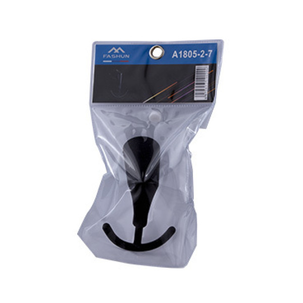 Крючок Fashun двойной цинк. сплав + SUS201 чёрный (A1805-2-7)