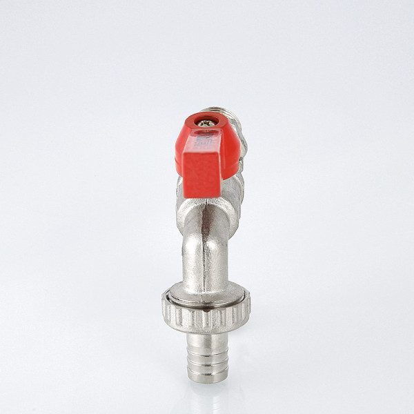 Кран 3/4" шаровый сливной со штуцером Valtec (красная ручка) VT.051.N.05