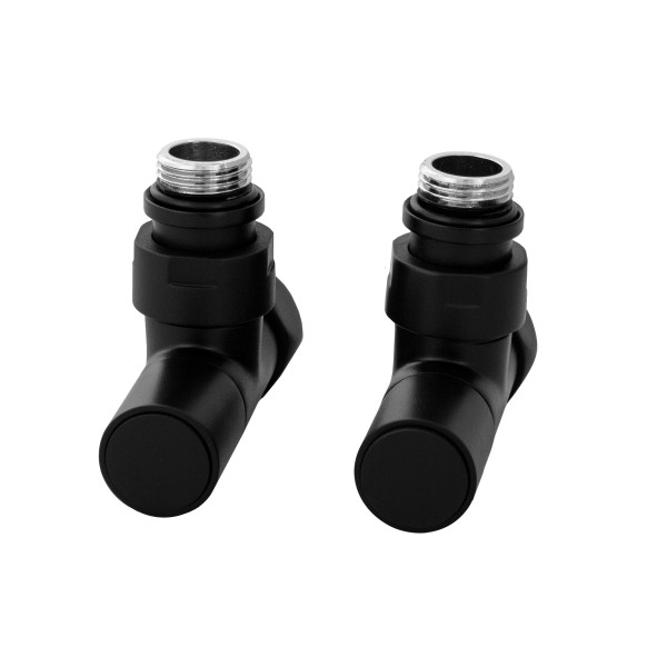 Вентиль запорный Energy угловой ручка круглая пара (черный матовый)