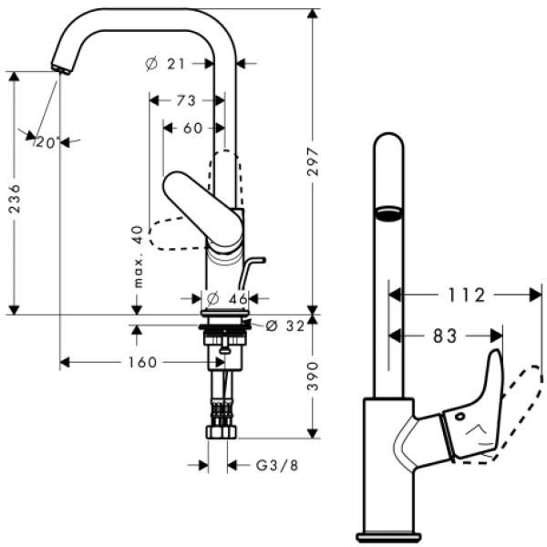 Смеситель для раковины Hansgrohe Focus Е2 (31609000)