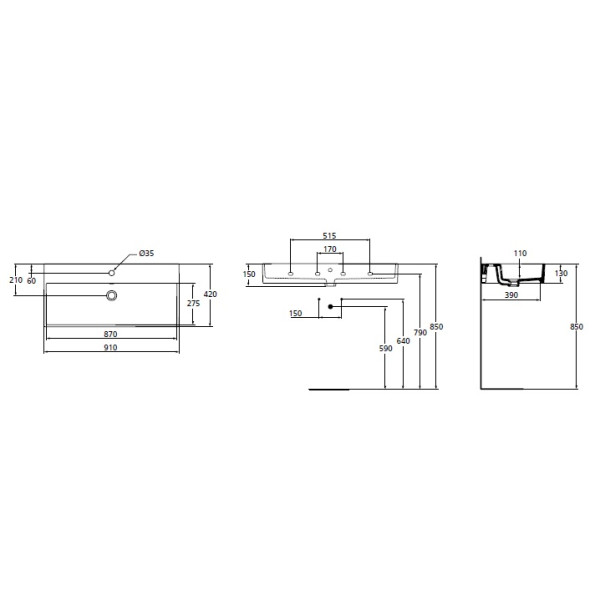 Раковина подвесная Ideal Standard Ventuno 130x420x900 (K078601)