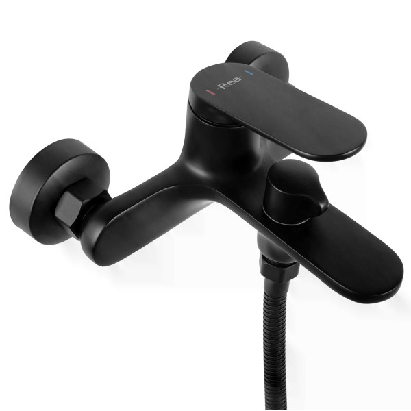 Смеситель для раковины Rea Marco с душевым комплектом черный матовый (REA-B5941) Смеситель для раковины Rea Marco с душевым комплектом черный матовый (REA-B5941)