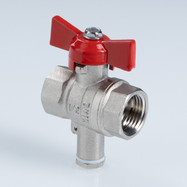 Кран 1/2"хМ10 ВВ шаровый Valtec Стандарт никелированный (ГОСТ) для подключения датчика температуры (красная бабочка) VT.128.N.04 Кран 1/2"хМ10 ВВ шаровый Valtec Стандарт никелированный (ГОСТ) для подключения датчика температуры (красная бабочка) VT.128.N.04