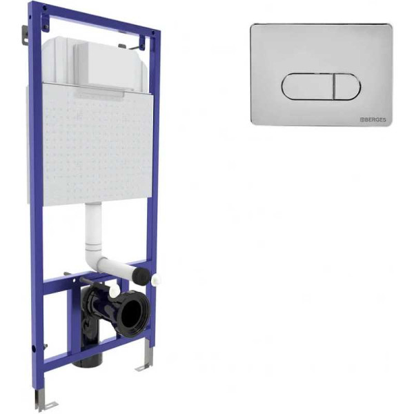 Инсталляция для подвесного унитаза Berges NOVUM D3 с клавишей (040233) хром глянец