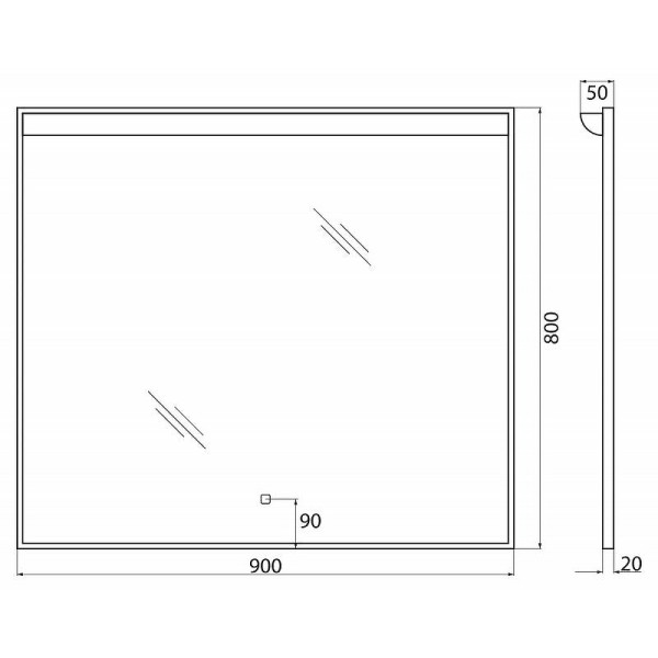 Зеркало с подсветкой BelBagno SPC-UNO 80x90 (SPC-UNO-900-800-TCH)