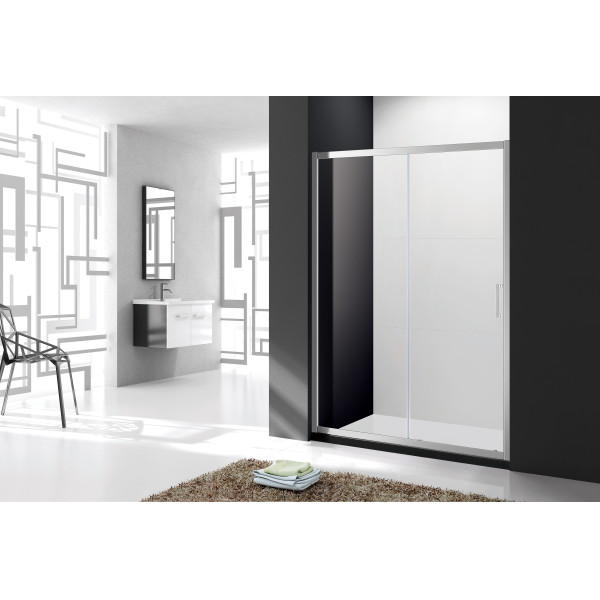 Душевая перегородка Cezares Molveno 160x195 стекло прозрачное, профиль хром (MOLVENO-BF-1-160-C-Cr-IV)