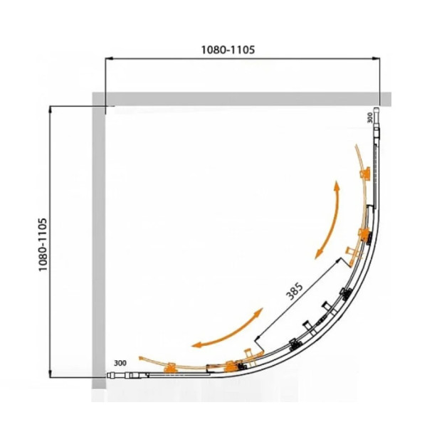 Душевой уголок Cezares Molveno 110x110x195 стекло прозрачное, профиль хром (MOLVENO-R-22-80+30-C-Cr-IV)