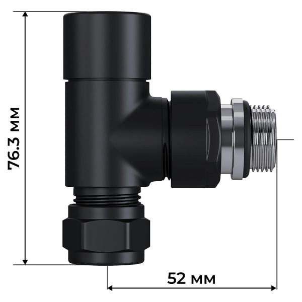 Комплект термостатический осевой 1/2"х15 мм Royal Thermo Design Pro М30х1,5 (Черный) (RATVXO11215BL)