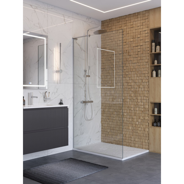 Душевое ограждение BelBagno Uno 100x200 стекло прозрачное, профиль хром глянцевый (UNO-L-1-TB-100-C-Cr)