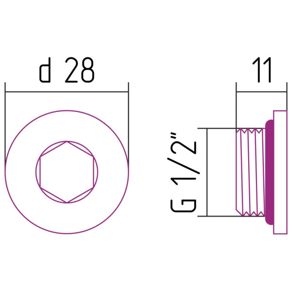 Заглушка Сунержа стилье d-28 мм / 1/2"Н (00100-0008)