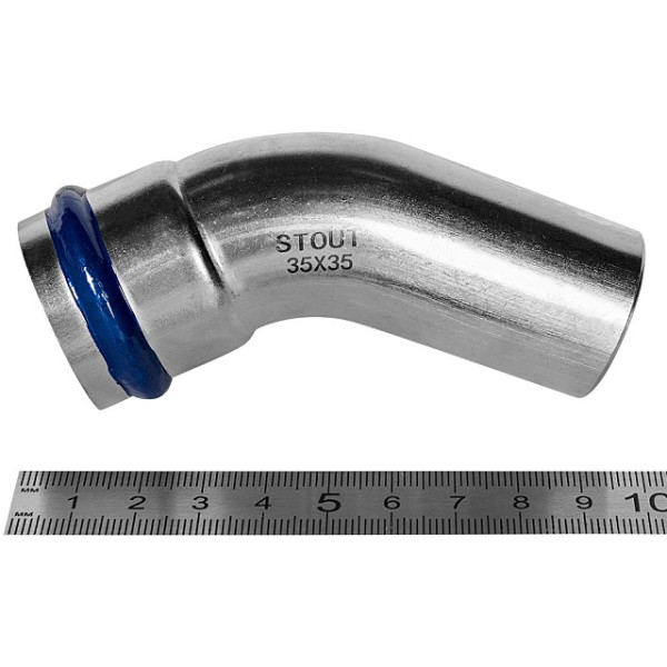 Угол 35х45 однораструбный Stout SSS-2004 ВПр-НПр (нерж.ст., пресс) SSS-2004-000035 Угол 35х45 однораструбный Stout SSS-2004 ВПр-НПр (нерж.ст., пресс) SSS-2004-000035