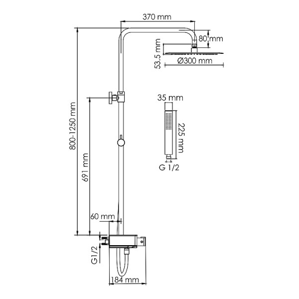 Душевая система WasserKRAFT черная (A114.160.218.CB Thermo)