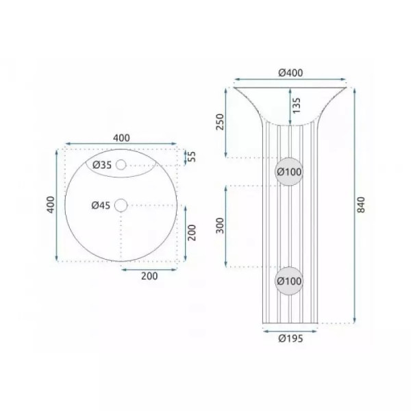Раковина напольная Rea Hope 45x45 белый (REA-U4120)
