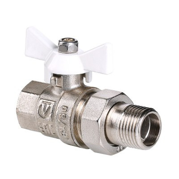 Кран 1/2" шаровый со сгоном Valtec Base (белая бабочка) VT.227.NW.04 Кран 1/2" шаровый со сгоном Valtec Base (белая бабочка) VT.227.NW.04