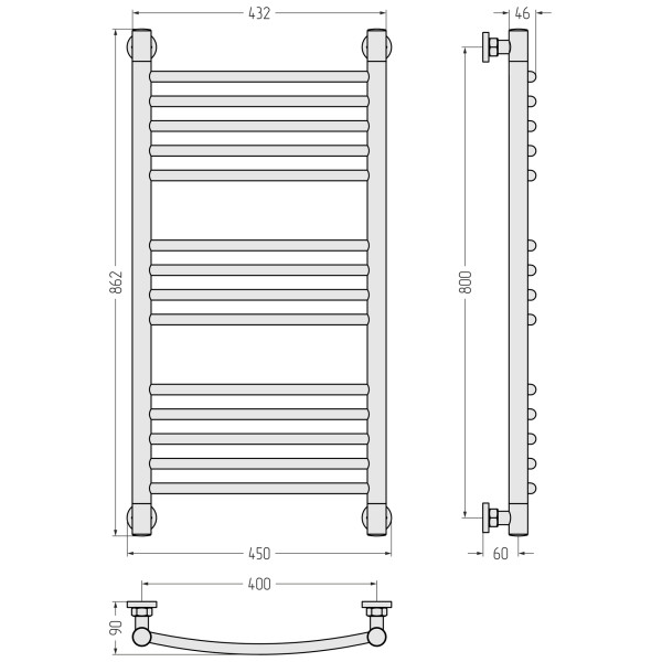 Полотенцесушитель водяной Сунержа Богема + 800x400 матовый черный (31-0221-8040)