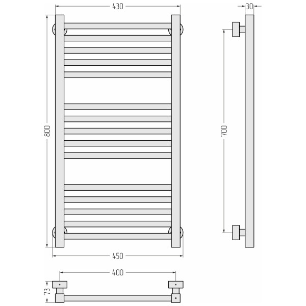 Полотенцесушитель водяной Сунержа Модус Pro 800x400 матовый белый (30-0450-8040)