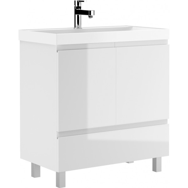 Тумба напольная Bazis 80 Graffo белый глянец Н1 Домино (DGr2402T)