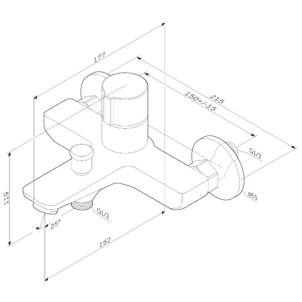 Смеситель для ванны и душа AM.PM X-Joy хром (F85A10500)