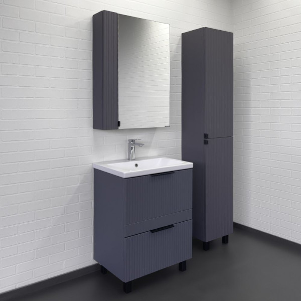 Тумба напольная Comforty Лима 600x850x450 антрацит матовый с раковиной (00-00019209) Тумба напольная Comforty Лима 600x850x450 антрацит матовый с раковиной (00-00019209)