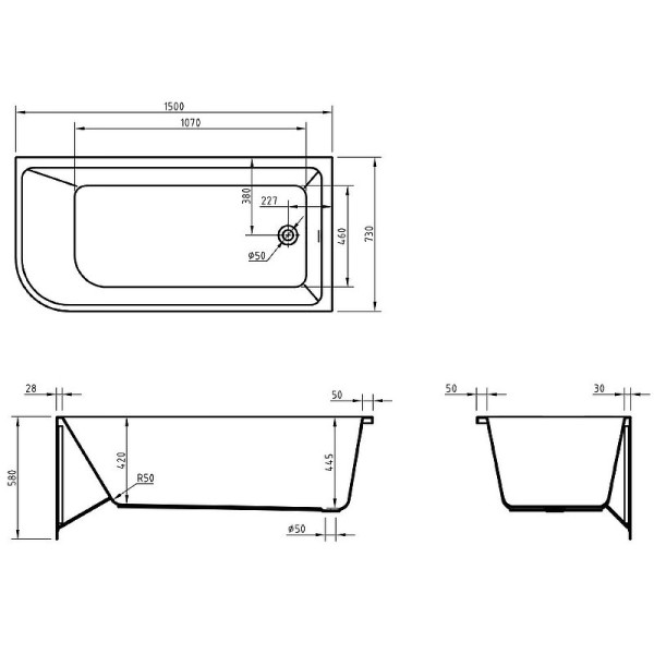 Ванна акриловая BelBagno 150x73 белая (BB712-1500-730-R) Ванна акриловая BelBagno 150x73 белая (BB712-1500-730-R)