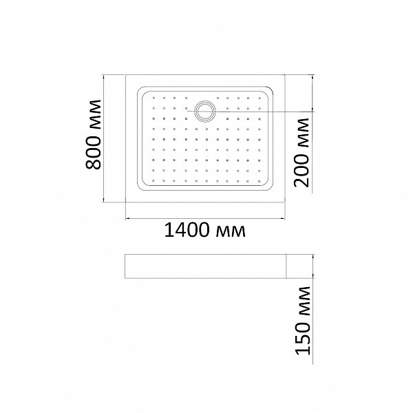 Душевой поддон BandHours Rectangular 814-Tray 80х140х15 белый