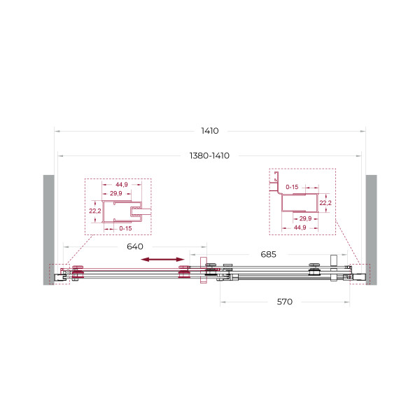 Душевая дверь BelBagno Marino 140x195 стекло прозрачное, профиль оружейная сталь матовая (MARINO-2-BF-1-140-C-GM)