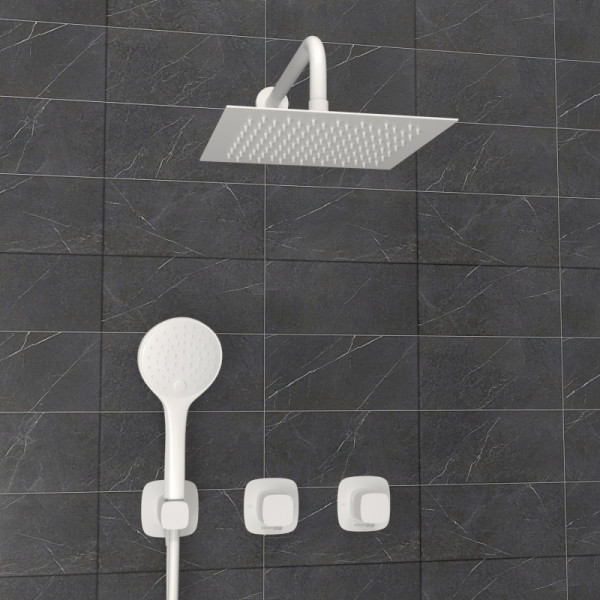 Смеситель для душа встраиваемый с верхней душевой насадкой и лейкой WasserKRAFT белый (A9551.266.146.254.328.156.155)