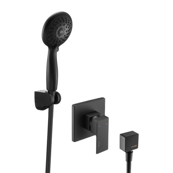 Смеситель для душа встраиваемый Swedbe Platta смесителем с монтажным боксом черный (5550B)