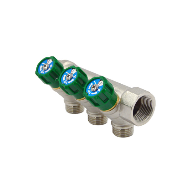 Коллектор 3 отвода регулируемый 3/4"х1/2(16) Okseler (никель) (oks00376)