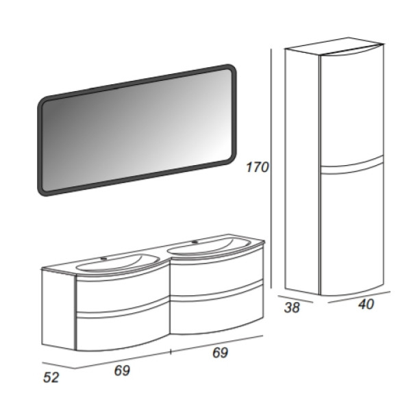 Пенал подвесной Cezares Vague 30x130 Bianco Lucido (44322) Пенал подвесной Cezares Vague 30x130 Bianco Lucido (44322)