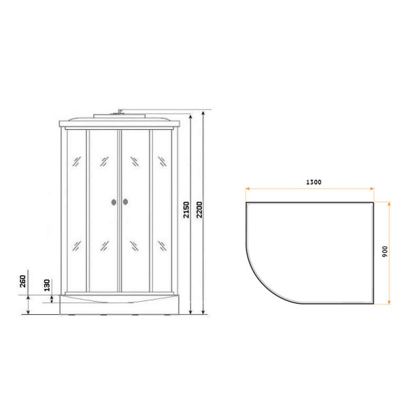 Душевая кабина Classic 90x130 стекло матовое, профиль хром матовый (NG-33394R)