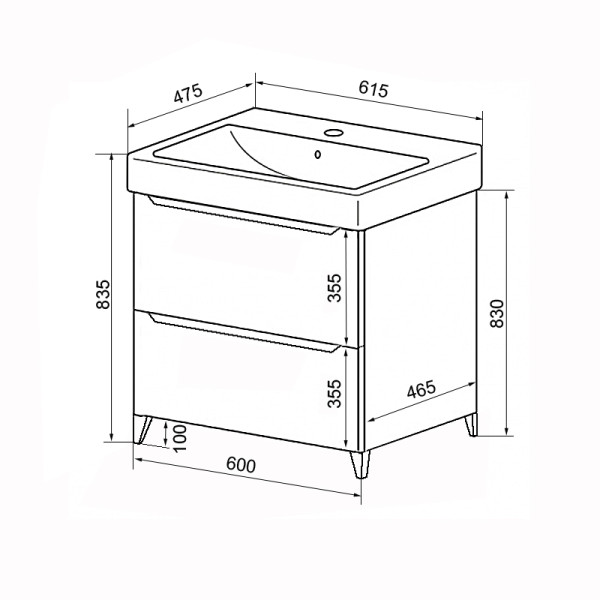 Тумба напольная Azario с раковиной Lotos 60/2 Н с раковиной Monte 60 (CS00081983) Тумба напольная Azario с раковиной Lotos 60/2 Н с раковиной Monte 60 (CS00081983)