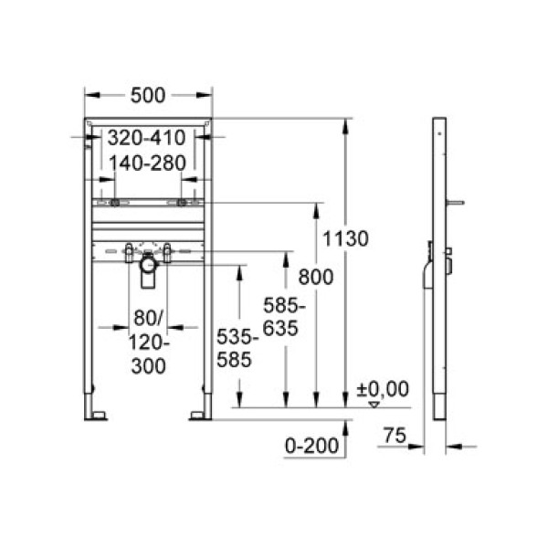 Инсталляция для раковины Grohe Rapid SL 38554 1130 мм