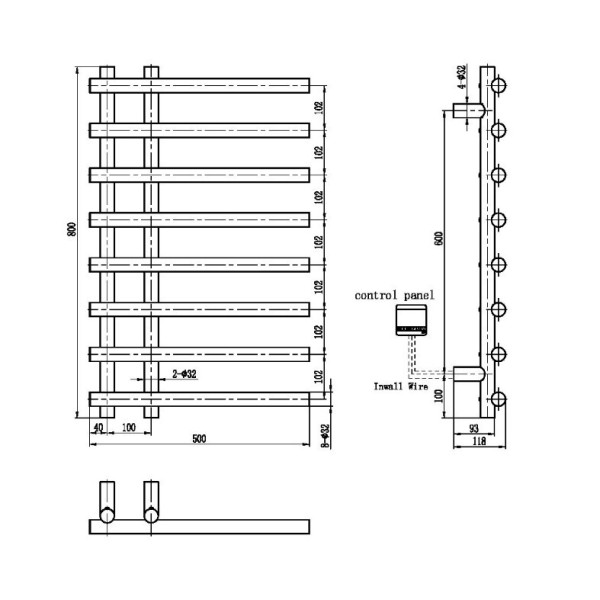 Полотенцесушитель электрический Boheme Uno 500x800 SGM (графит глянец) (722-SGM) Полотенцесушитель электрический Boheme Uno 500x800 SGM (графит глянец) (722-SGM)