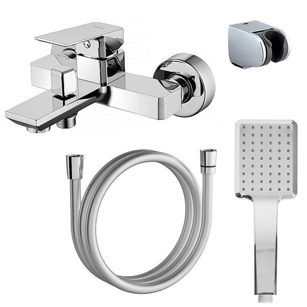 Смеситель для ванны и душа Azario Hardcore с душевым комплектом хром (AZ-VKM238277C)